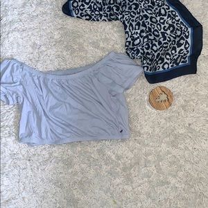 powder blue crop top